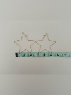 Star Wire Hoop Earrings in Gold Tone